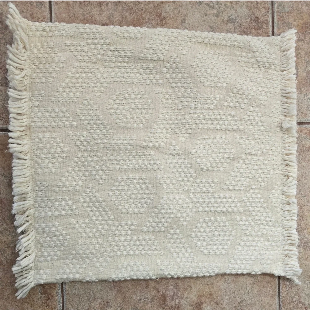 DNKY Cream Soft Tight Knit Knotted Fringe Sides Pillow Shams (2) L 20